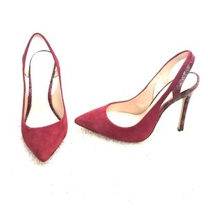 Sexy Zara Burgundy Suede Slingbacks